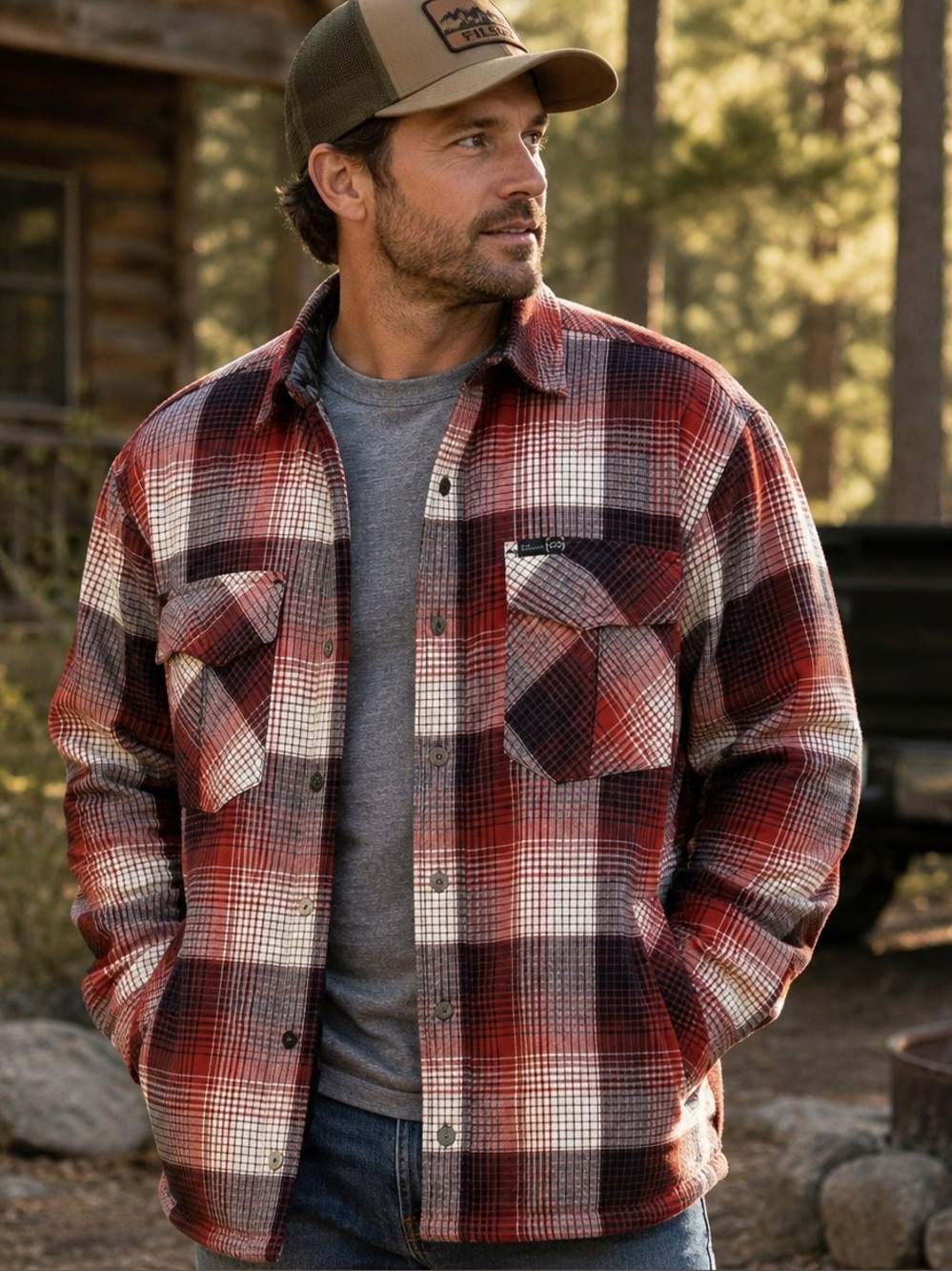 Wrangler ATG Thermal Lined Flannel Shacket XXL Red Plaid Shirt Jacket